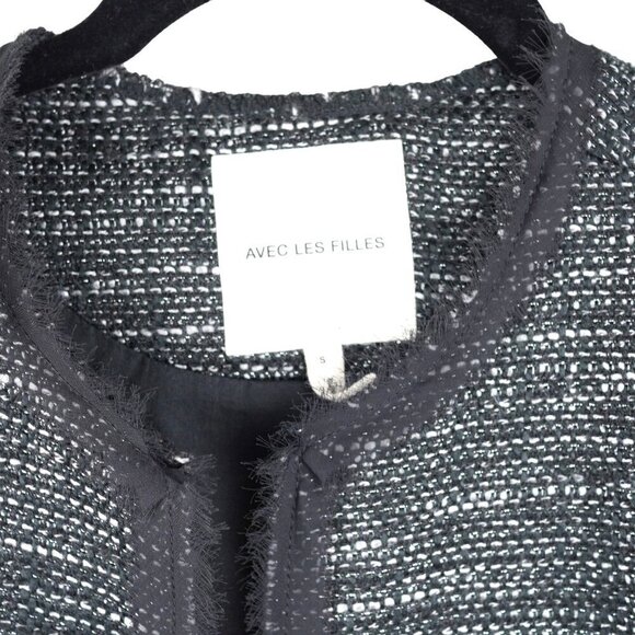 EUC Avec Les Filles Womens Tweed Open Front Blazer Jacket Size S - Picture 3 of 7